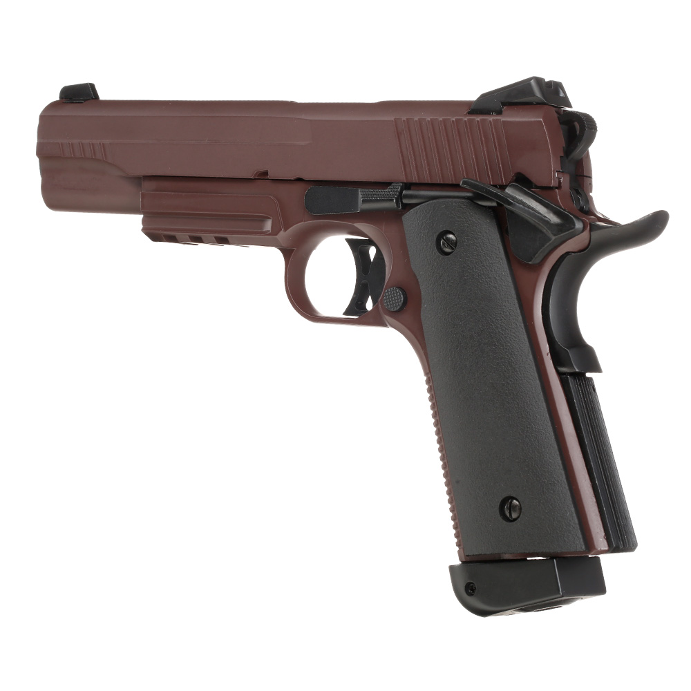 Double Bell M1911 Tactical Vollmetall CO2BB 6mm BB Crimson Brown inkl. Pistolenkoffer Bild 10