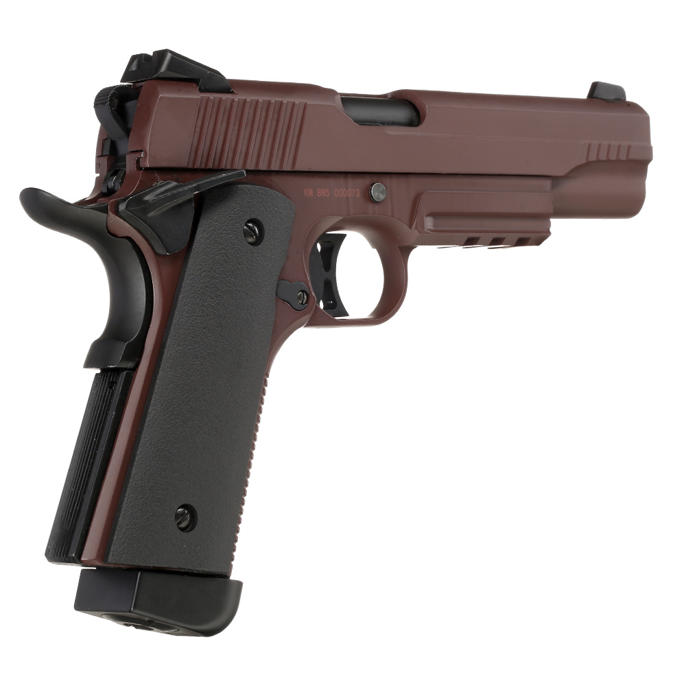 Double Bell M1911 Tactical Vollmetall CO2BB 6mm BB Crimson Brown inkl. Pistolenkoffer Bild 4