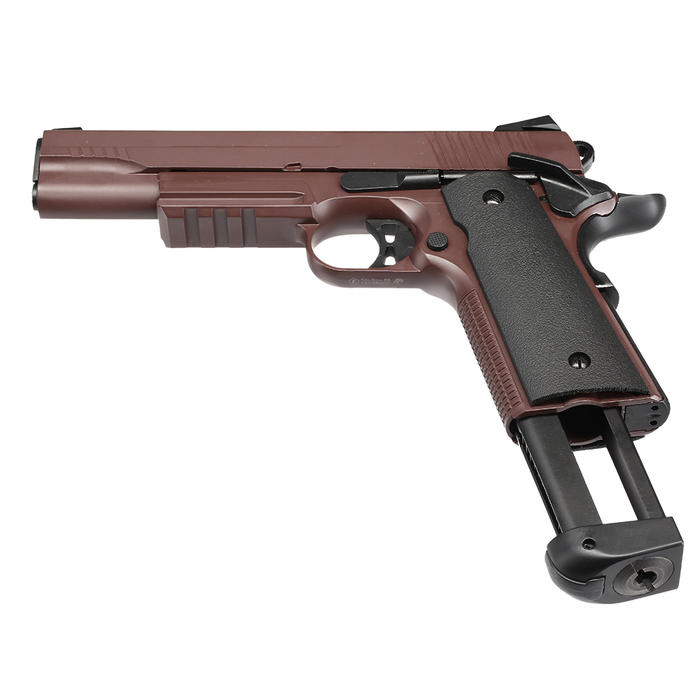 Double Bell M1911 Tactical Vollmetall CO2BB 6mm BB Crimson Brown inkl. Pistolenkoffer Bild 5