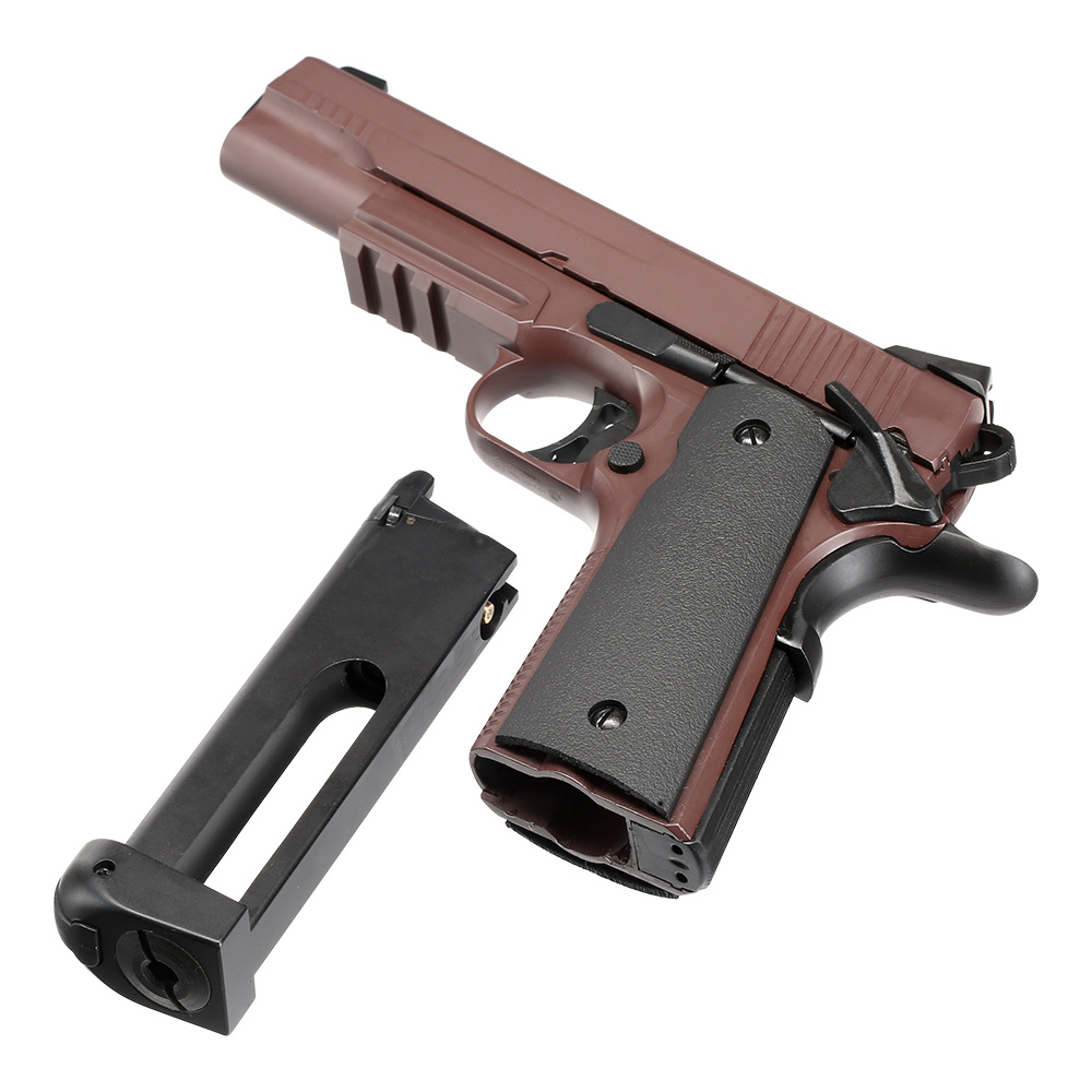 Double Bell M1911 Tactical Vollmetall CO2BB 6mm BB Crimson Brown inkl. Pistolenkoffer Bild 6