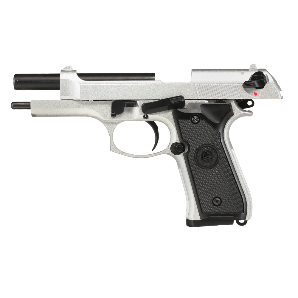 Double Bell M92 Airsoftpistole Vollmetall GBB 6mm BB silber inkl. Pistolenkoffer Bild 2