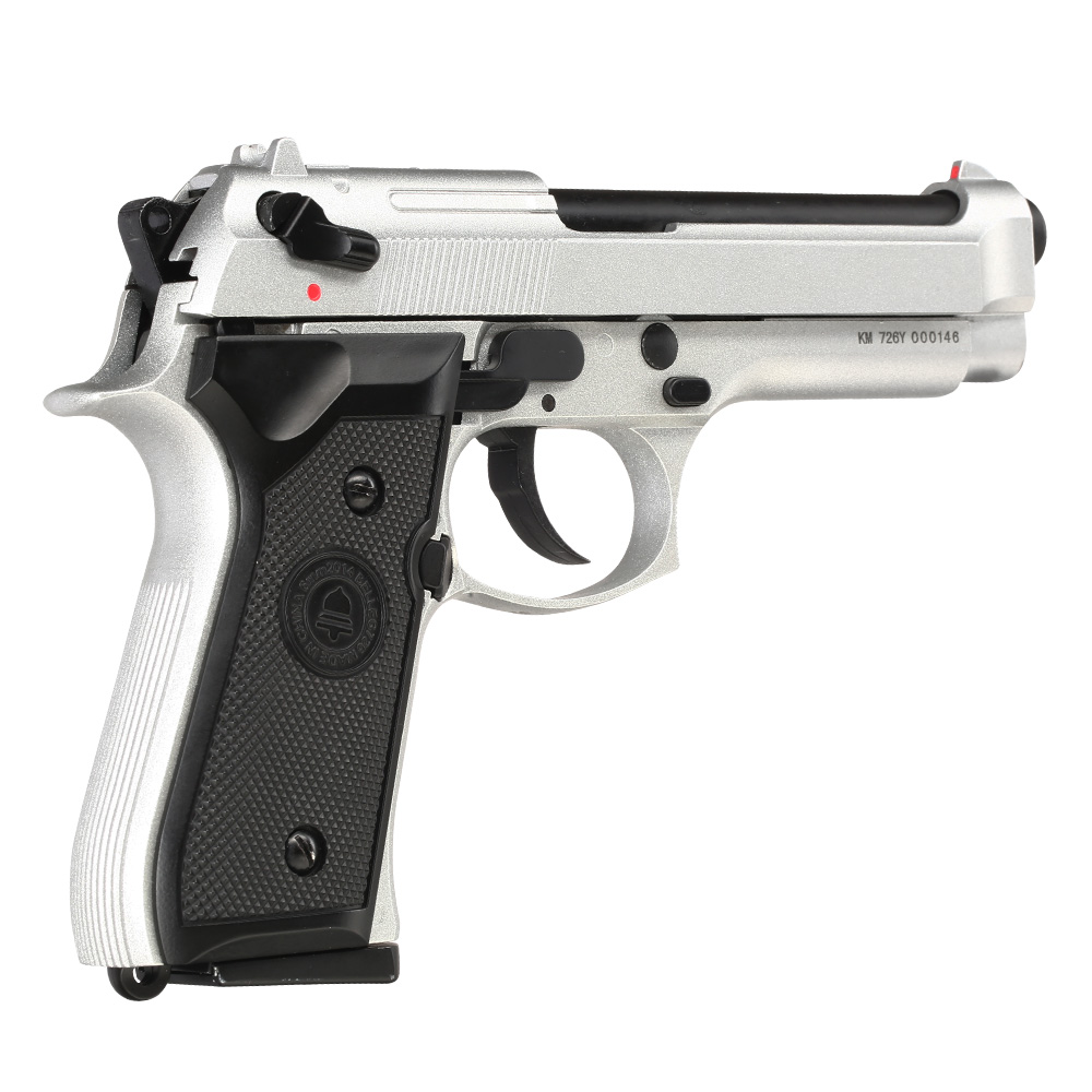Double Bell M92 Airsoftpistole Vollmetall GBB 6mm BB silber inkl. Pistolenkoffer Bild 4