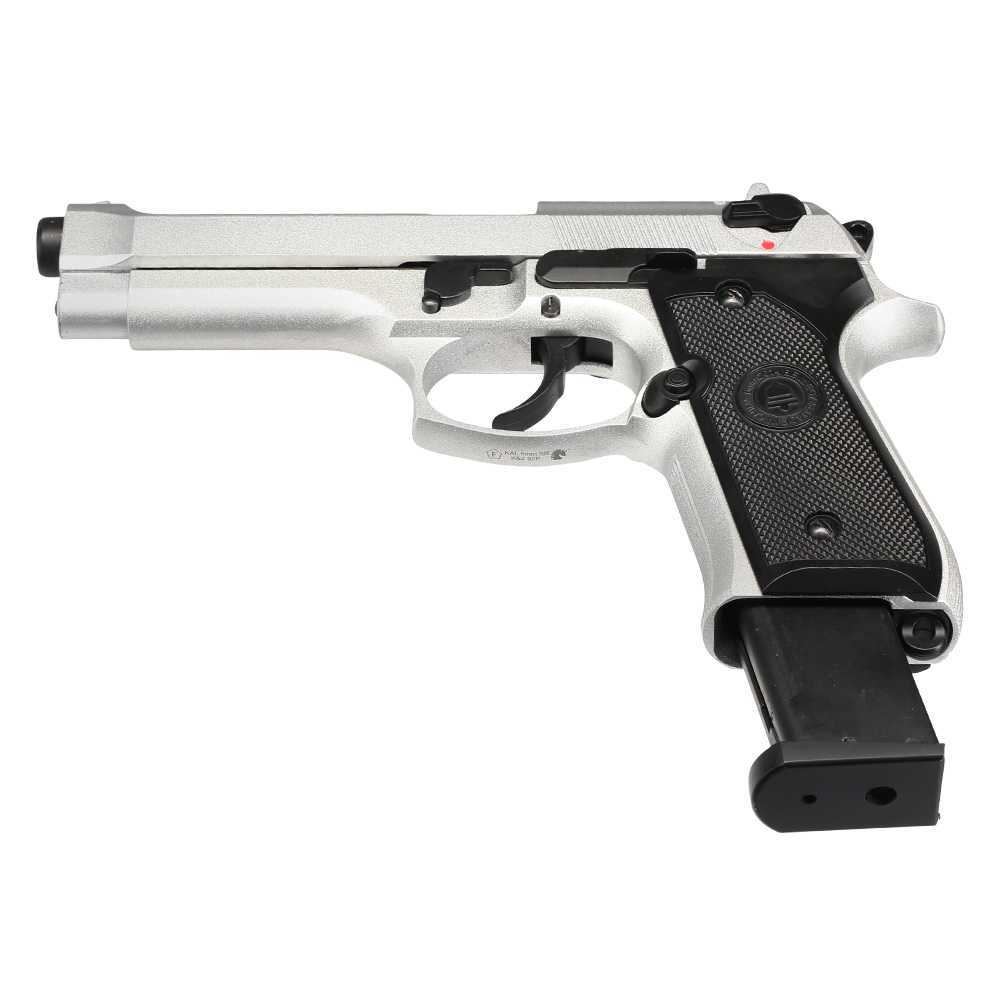 Double Bell M92 Airsoftpistole Vollmetall GBB 6mm BB silber inkl. Pistolenkoffer Bild 5