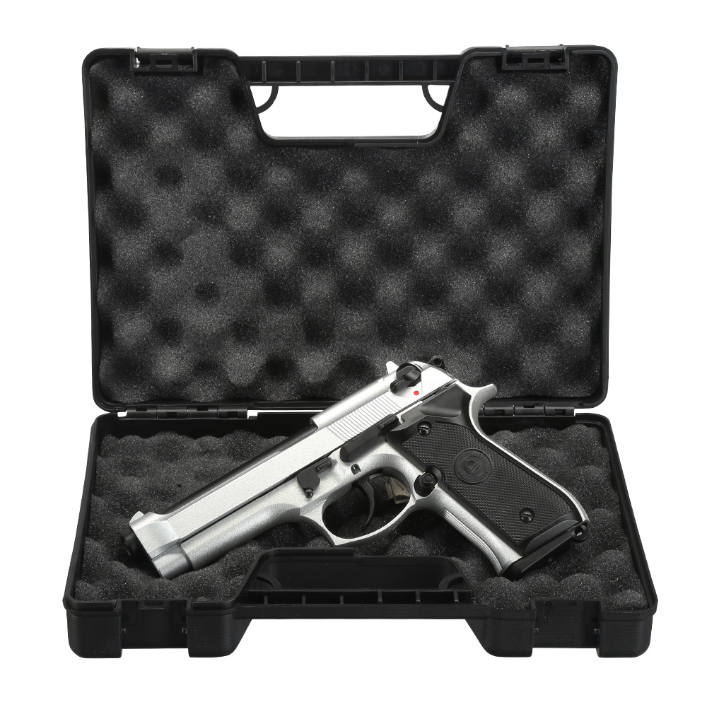 Double Bell M92 Airsoftpistole Vollmetall GBB 6mm BB silber inkl. Pistolenkoffer Bild 8