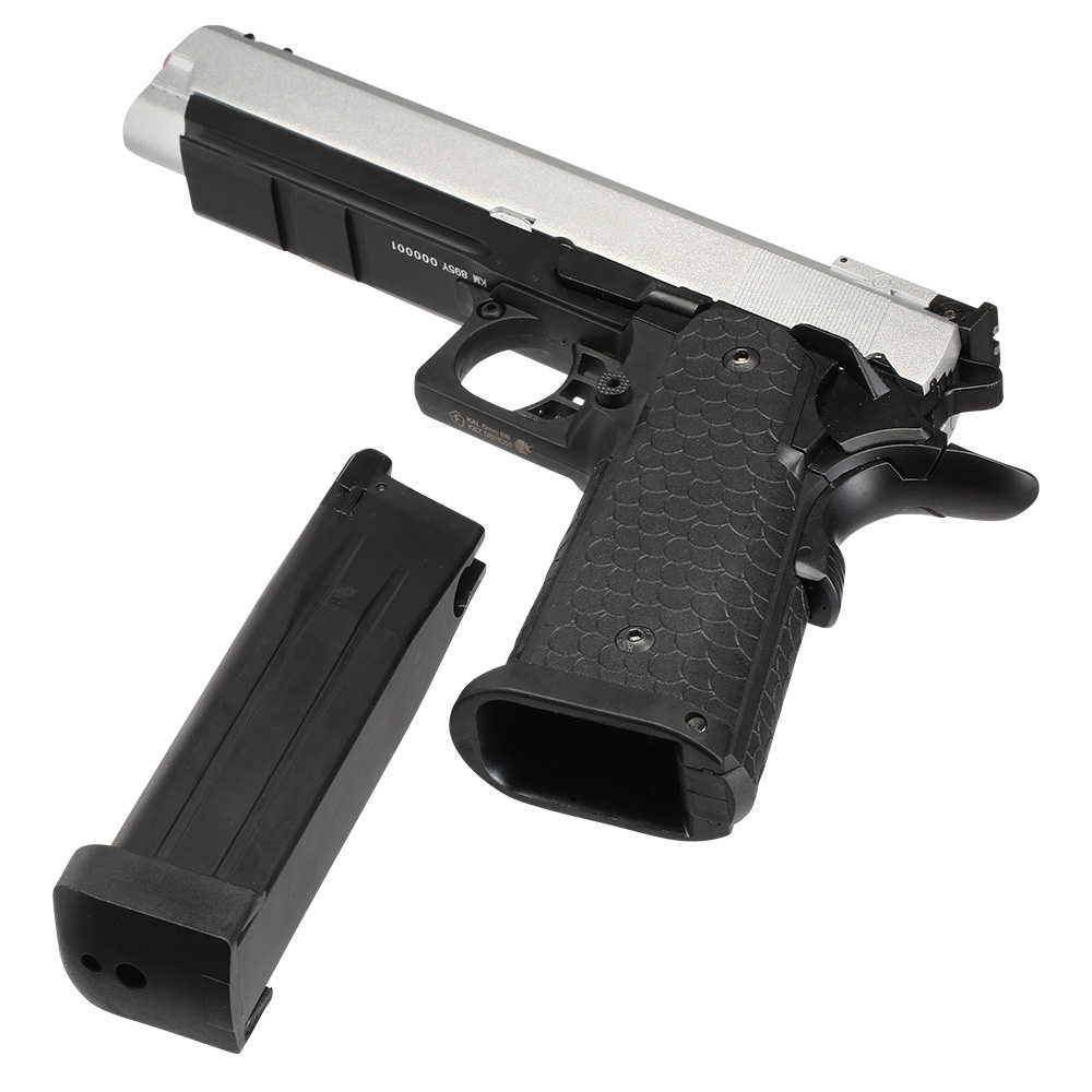 Double Bell Hi-Capa 5.1 Airsoftpistole Vollmetall CO2BB 6mm BB silber / schwarz inkl. Pistolenkoffer Bild 6