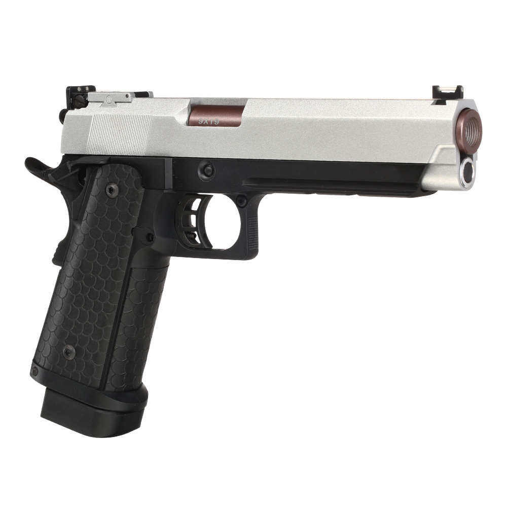 Double Bell Hi-Capa 5.1 Airsoftpistole Vollmetall CO2BB 6mm BB silber / schwarz inkl. Pistolenkoffer Bild 9