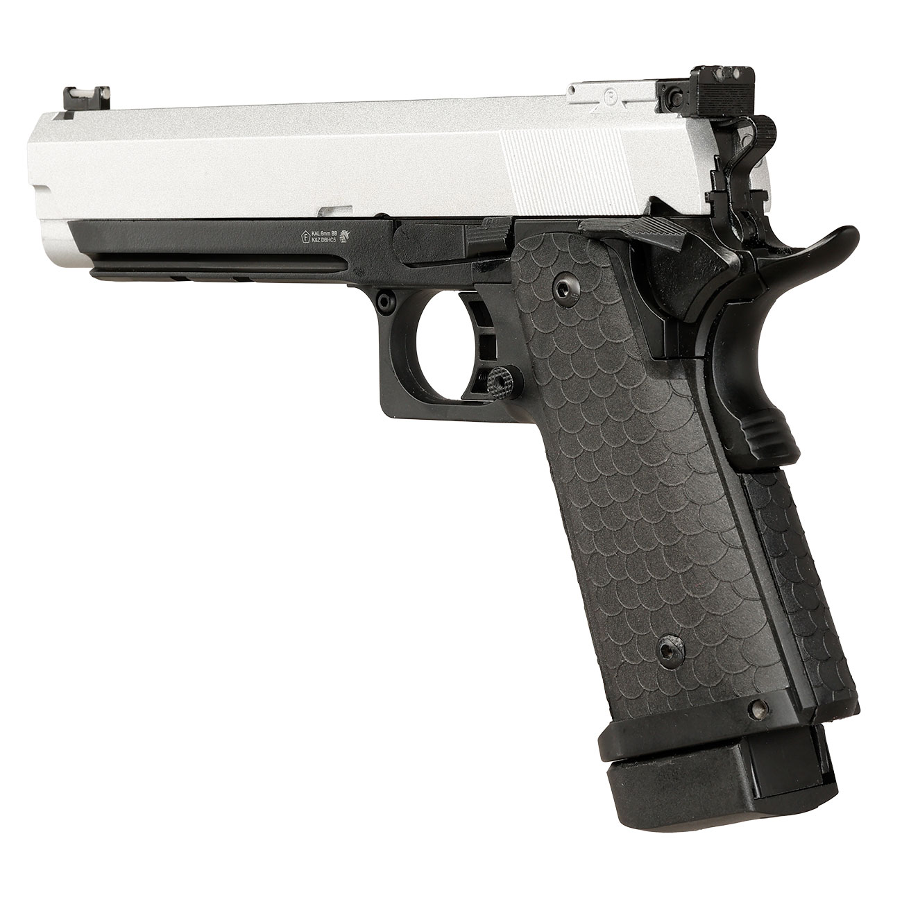 Double Bell Hi-Capa 5.1 Airsoftpistole Vollmetall CO2BB 6mm BB silber / schwarz inkl. Pistolenkoffer Bild 10