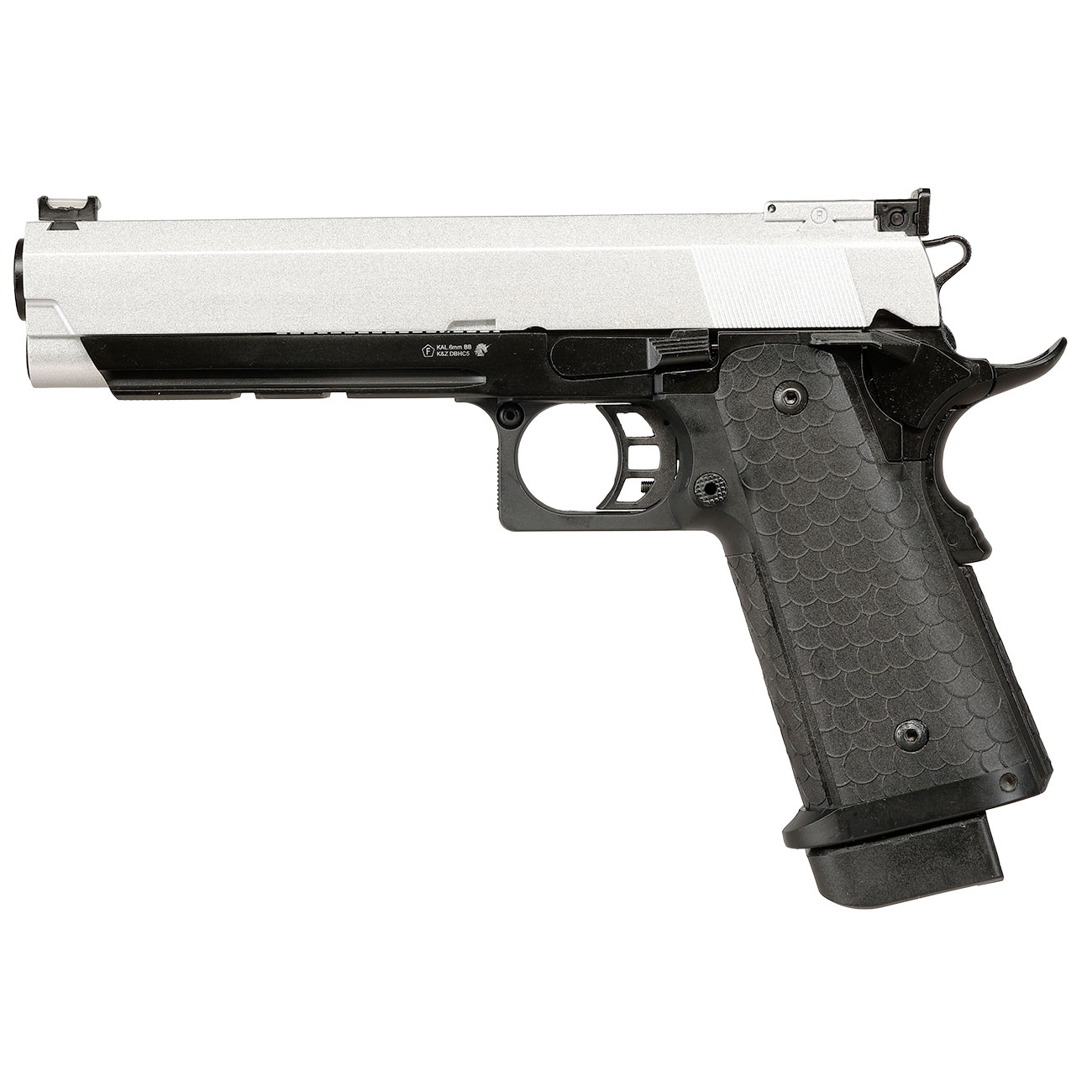 Double Bell Hi-Capa 5.1 Airsoftpistole Vollmetall CO2BB 6mm BB silber / schwarz inkl. Pistolenkoffer Bild 2