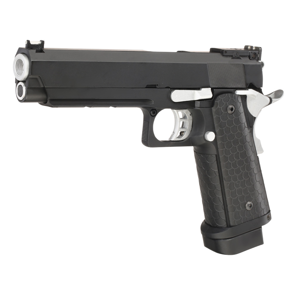 Double Bell Hi-Capa 5.1 Vollmetall CO2BB 6mm BB schwarz / silber inkl. Pistolenkoffer