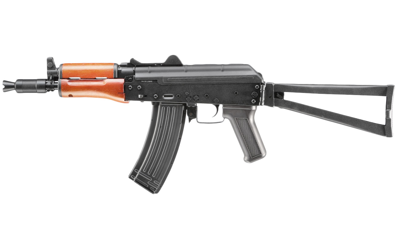 APS AKS-74U Vollmetall Echtholz BlowBack S-AEG 6mm BB schwarz Bild 1