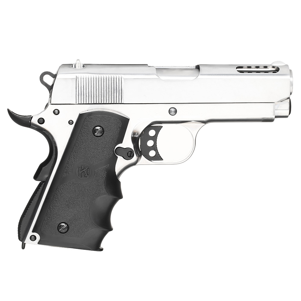 KLI M1911 V10 Ultra Compact Vollmetall GBB 6mm BB Platinum Chrome-Finish Bild 3