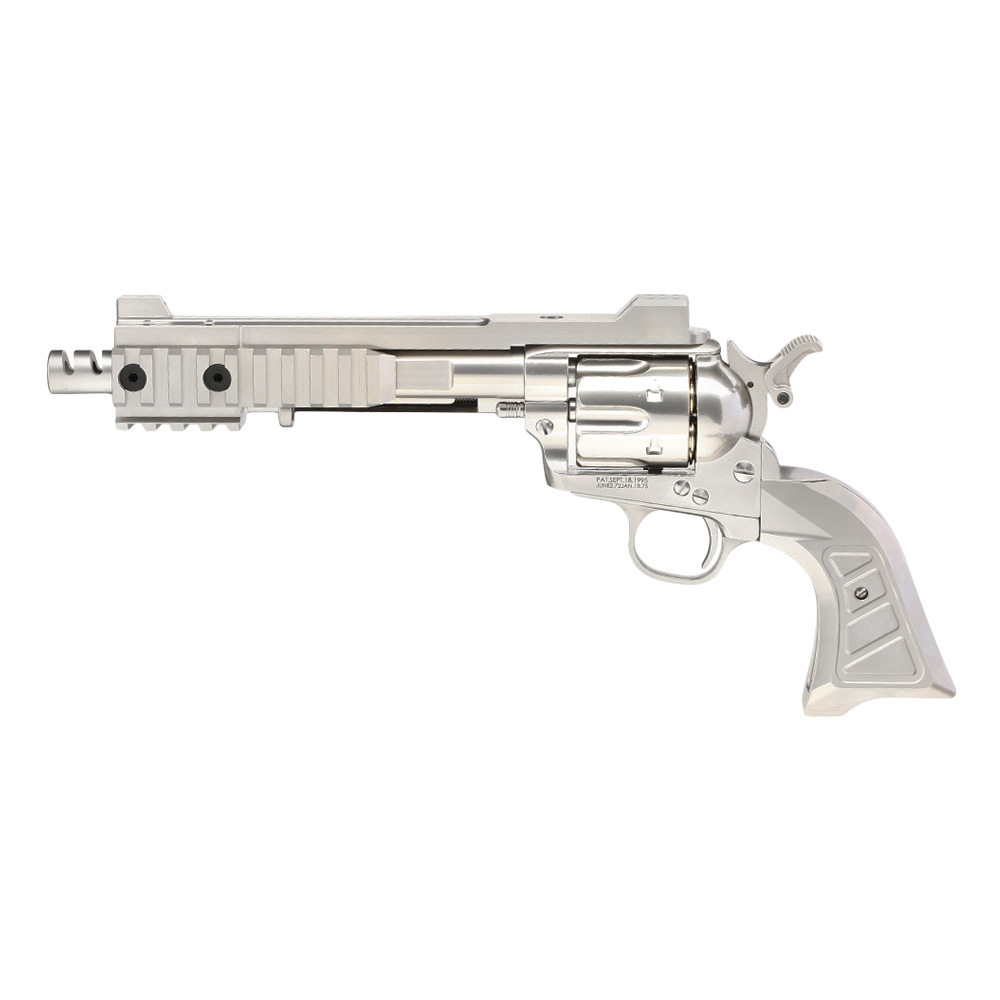 King Arms SAA .45 Devil Killer Custom 6 Zoll Revolver Gas 6mm BB Silber-Chrome Version Bild 1