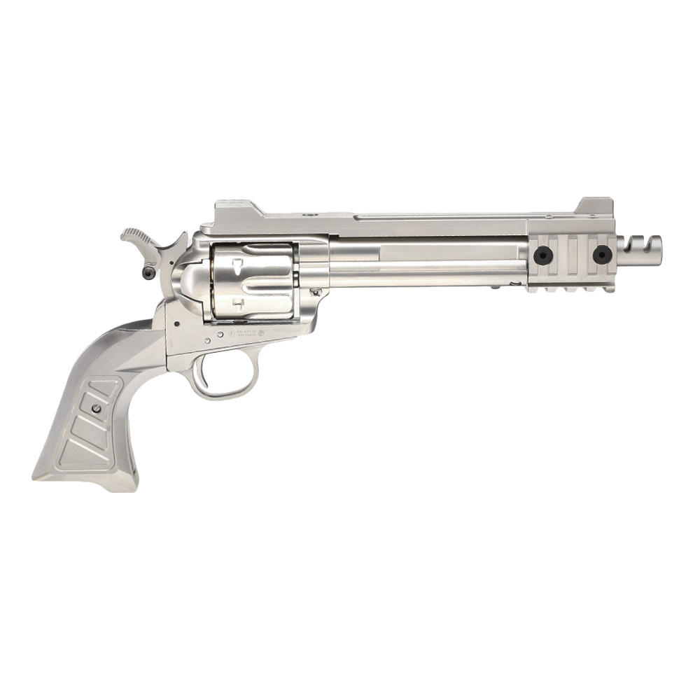 Versandrcklufer King Arms SAA .45 Devil Killer Custom 6 Zoll Revolver Gas 6mm BB Silber-Chrome Version Bild 2