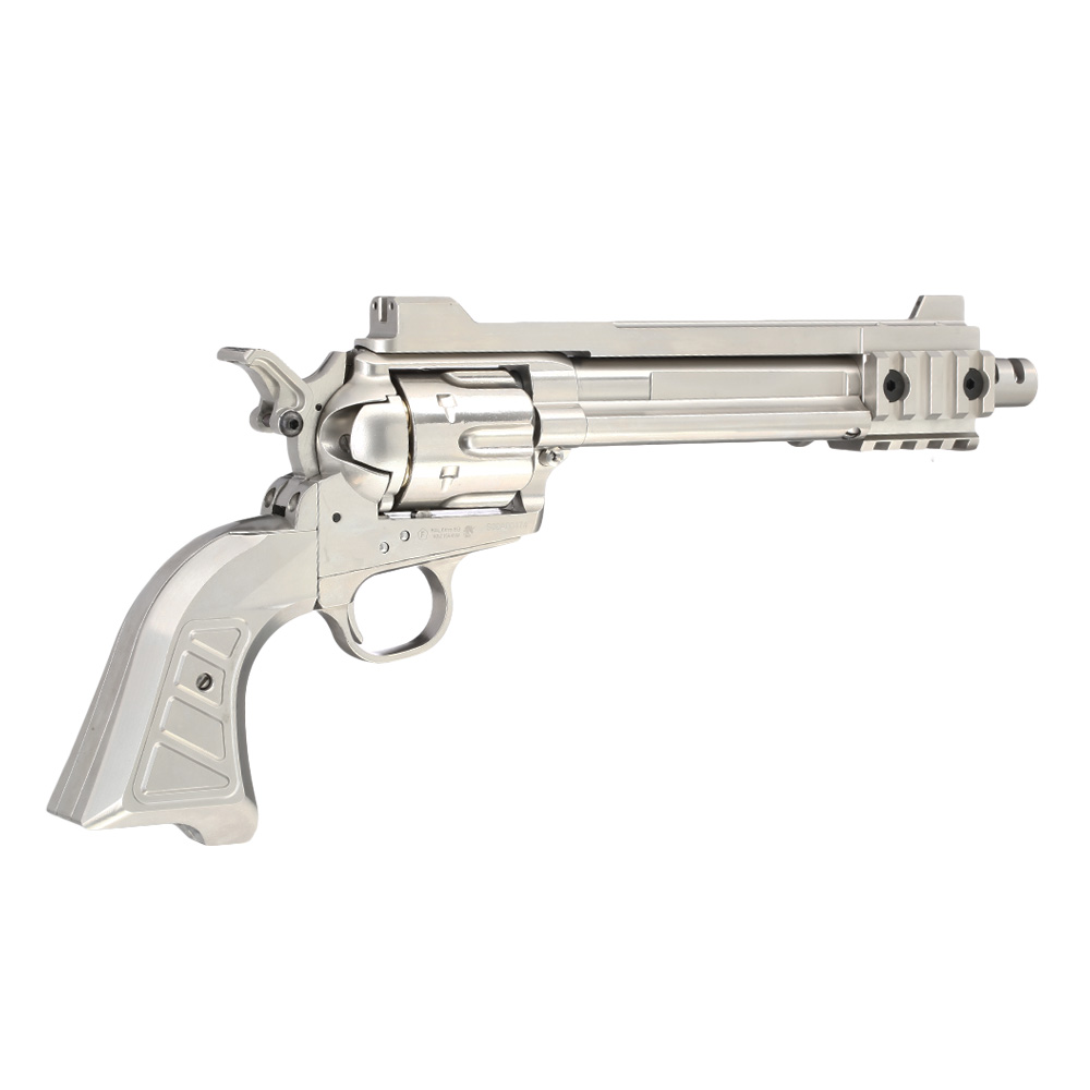 Versandrcklufer King Arms SAA .45 Devil Killer Custom 6 Zoll Revolver Gas 6mm BB Silber-Chrome Version Bild 3