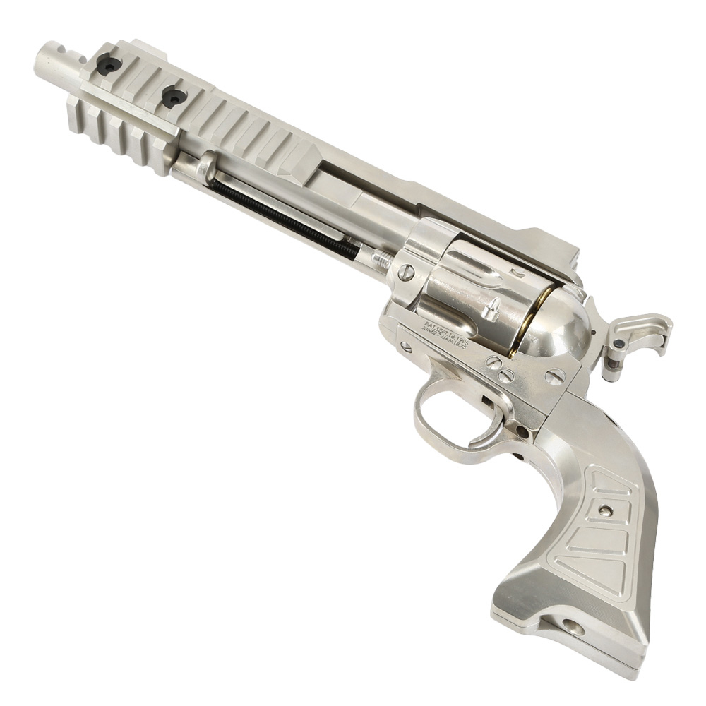 Versandrcklufer King Arms SAA .45 Devil Killer Custom 6 Zoll Revolver Gas 6mm BB Silber-Chrome Version Bild 4