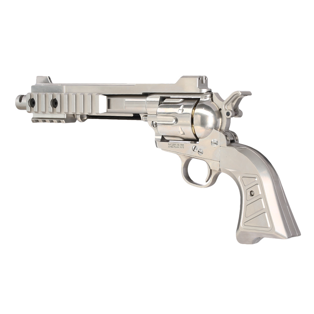 Versandrcklufer King Arms SAA .45 Devil Killer Custom 6 Zoll Revolver Gas 6mm BB Silber-Chrome Version Bild 7