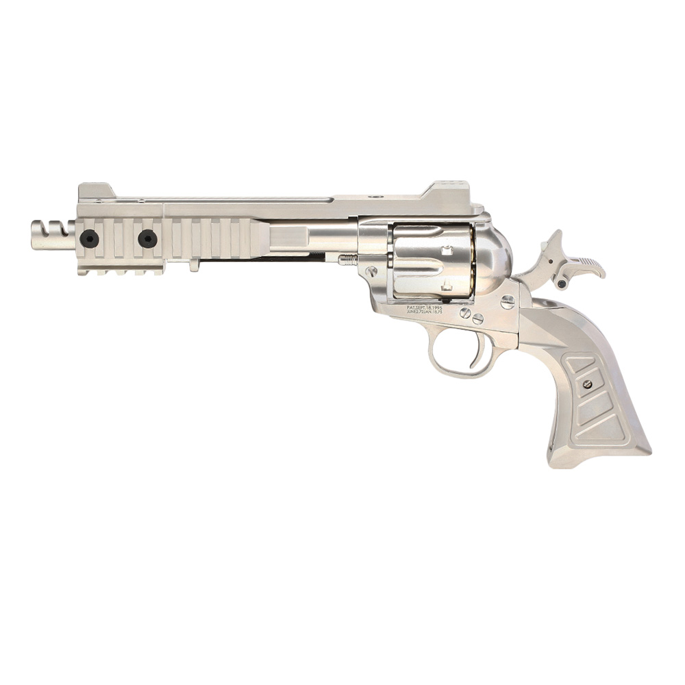 Versandrcklufer King Arms SAA .45 Devil Killer Custom 6 Zoll Revolver Gas 6mm BB Silber-Chrome Version Bild 8