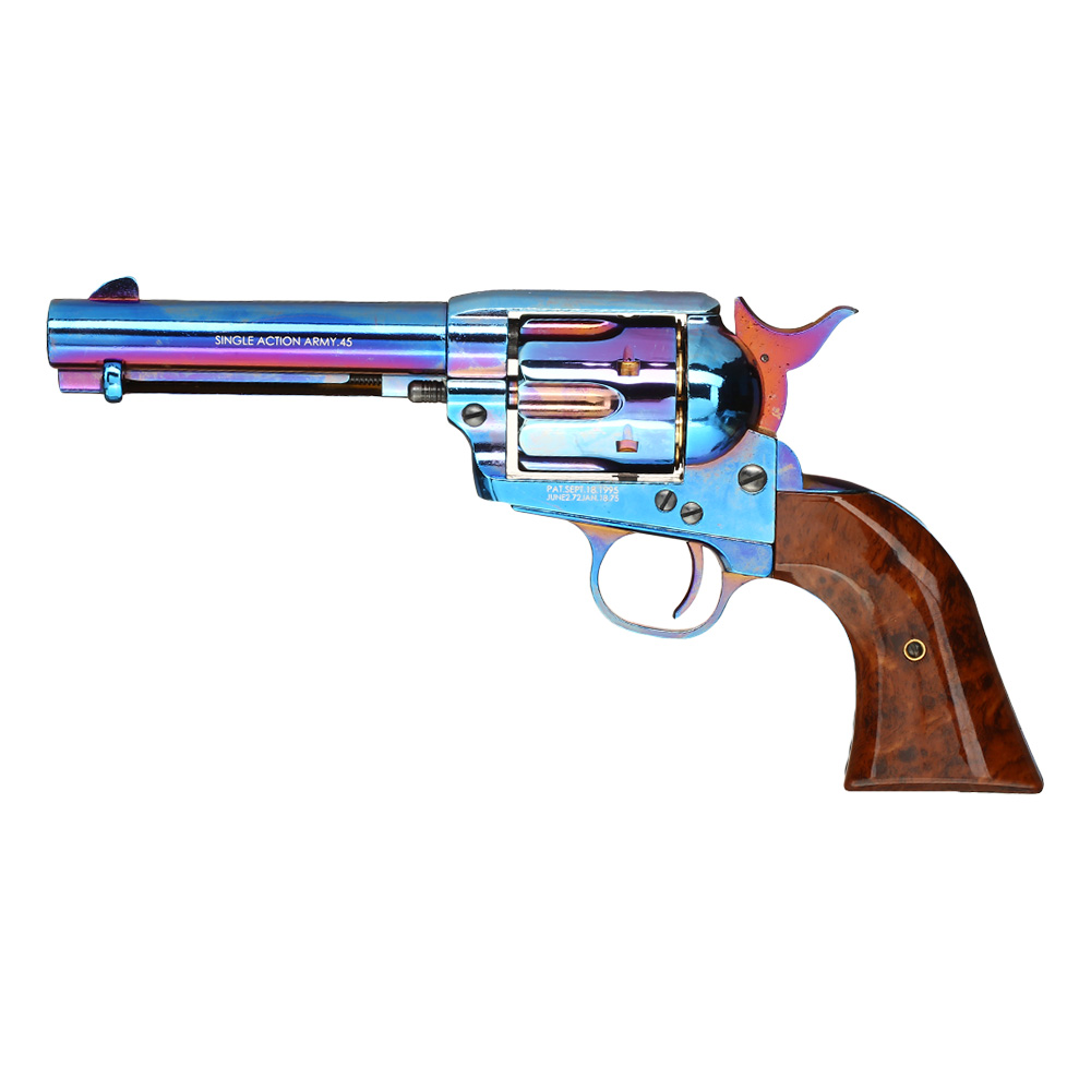 King Arms SAA .45 Peacemaker 4 Zoll Revolver Gas 6mm BB stahlblau Bild 1