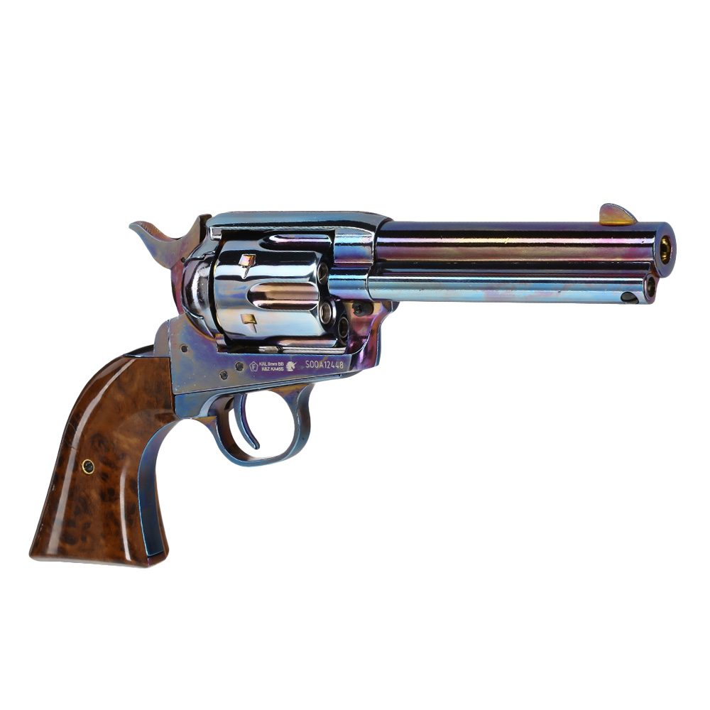 King Arms SAA .45 Peacemaker 4 Zoll Revolver Gas 6mm BB stahlblau Bild 6