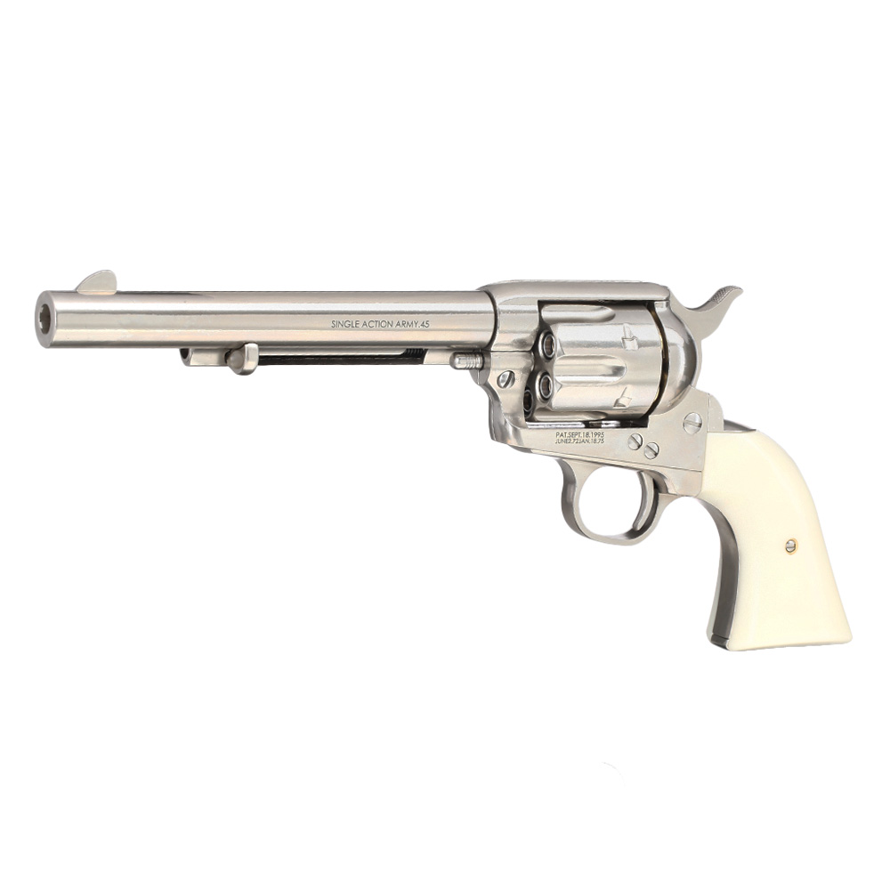 King Arms SAA .45 Peacemaker 6 Zoll Revolver Gas 6mm BB silber-chrome Finish