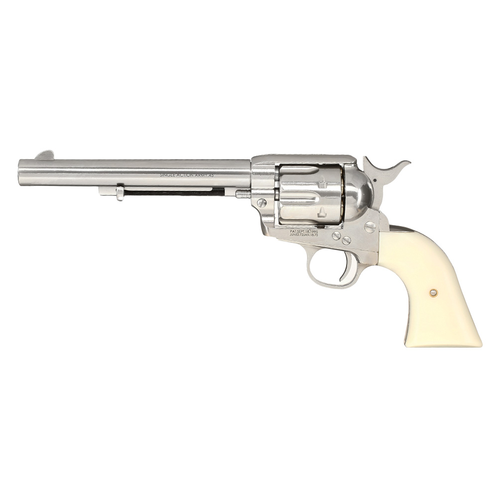 King Arms SAA .45 Peacemaker 6 Zoll Revolver Gas 6mm BB silber-chrome Finish Bild 1