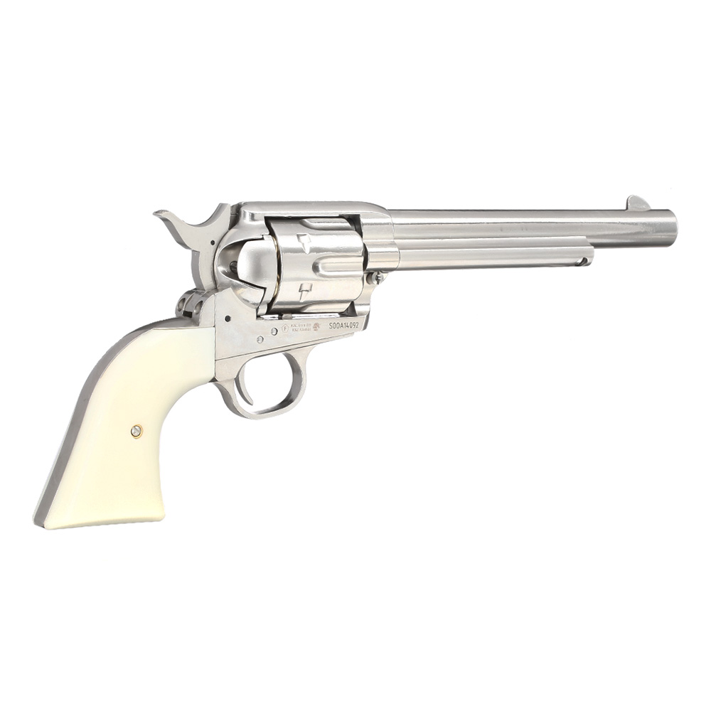 King Arms SAA .45 Peacemaker 6 Zoll Revolver Gas 6mm BB silber-chrome Finish Bild 3