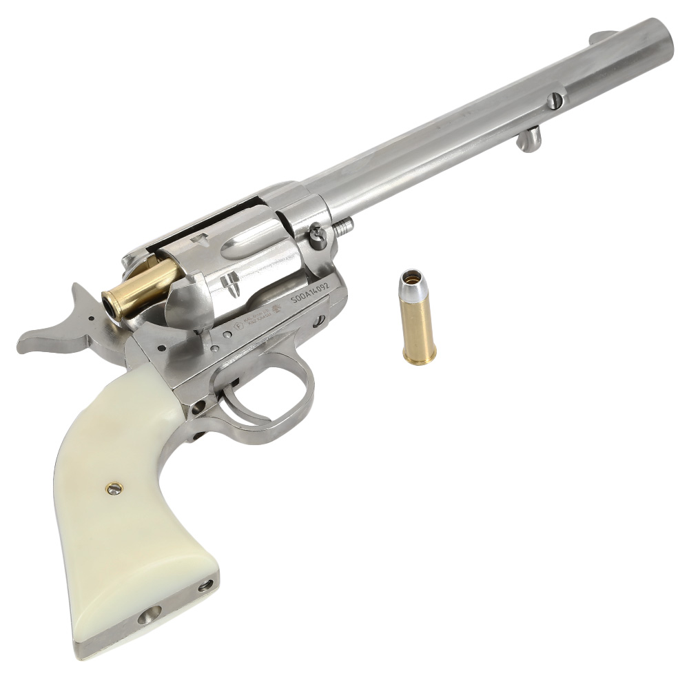 King Arms SAA .45 Peacemaker 6 Zoll Revolver Gas 6mm BB silber-chrome Finish Bild 5