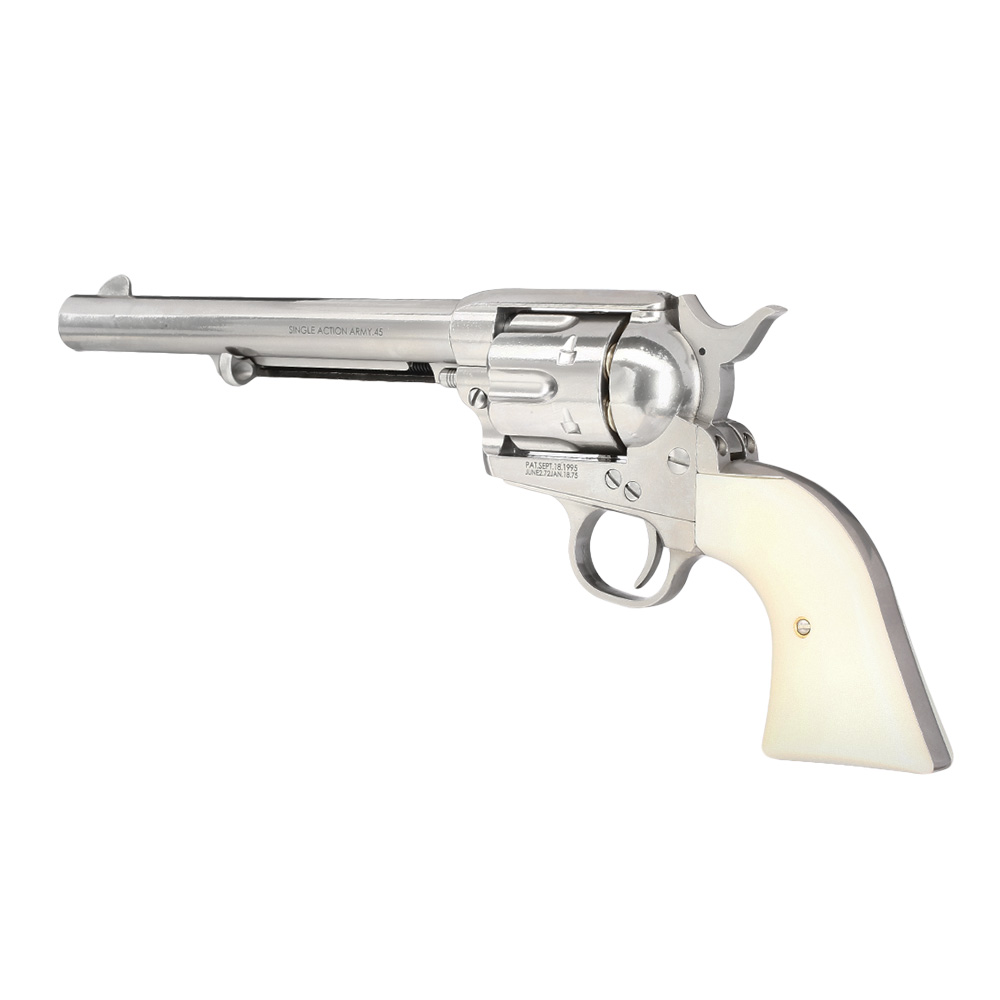 King Arms SAA .45 Peacemaker 6 Zoll Revolver Gas 6mm BB silber-chrome Finish Bild 7