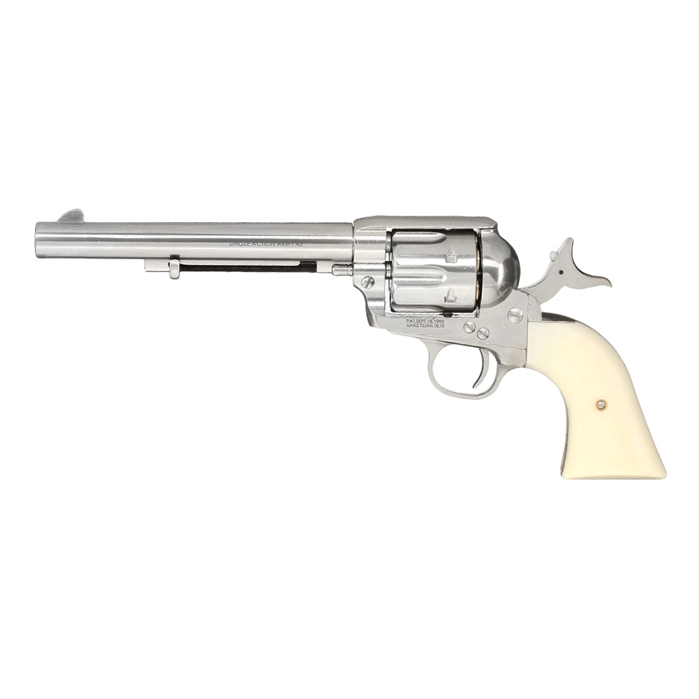 King Arms SAA .45 Peacemaker 6 Zoll Revolver Gas 6mm BB silber-chrome Finish Bild 8