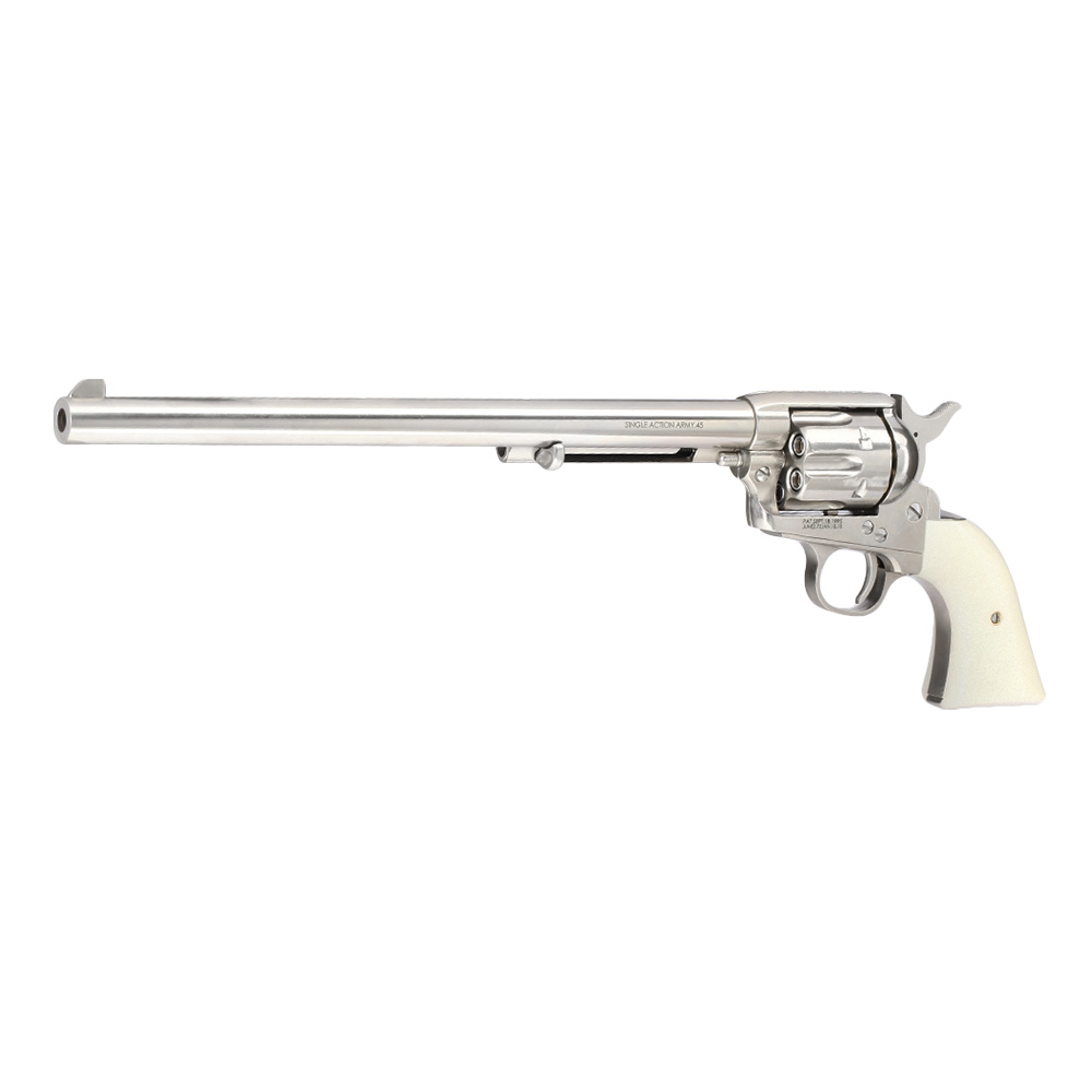 King Arms SAA .45 Peacemaker 11 Zoll Revolver Gas 6mm BB silber-chrome Finish