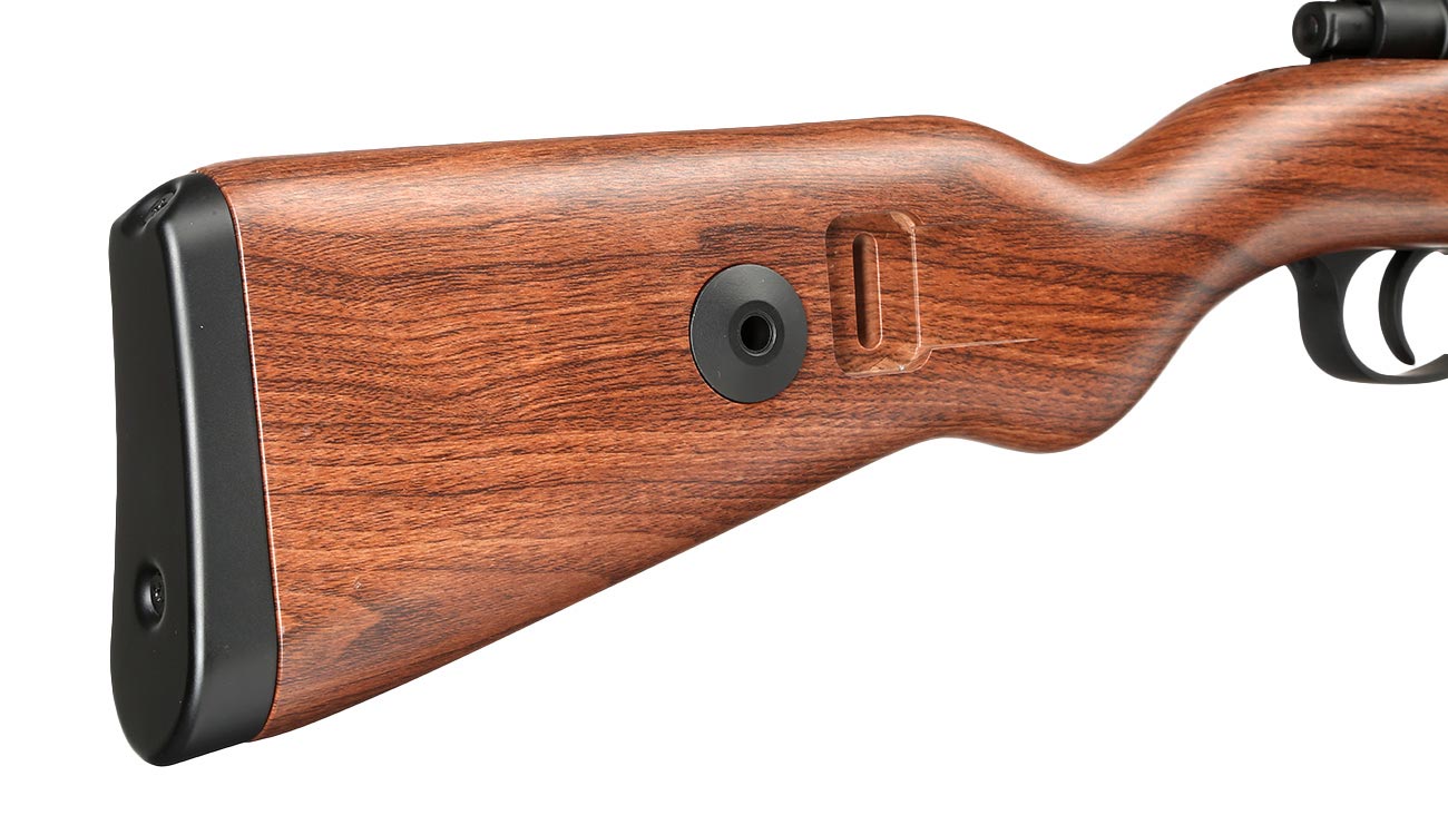 Double Bell Airsoft Karabiner 98K Bolt-Action Springer Gewehr mit Hlsenauswurf inkl. 3-7x28 ZF 6mm BB Holzoptik Bild 10