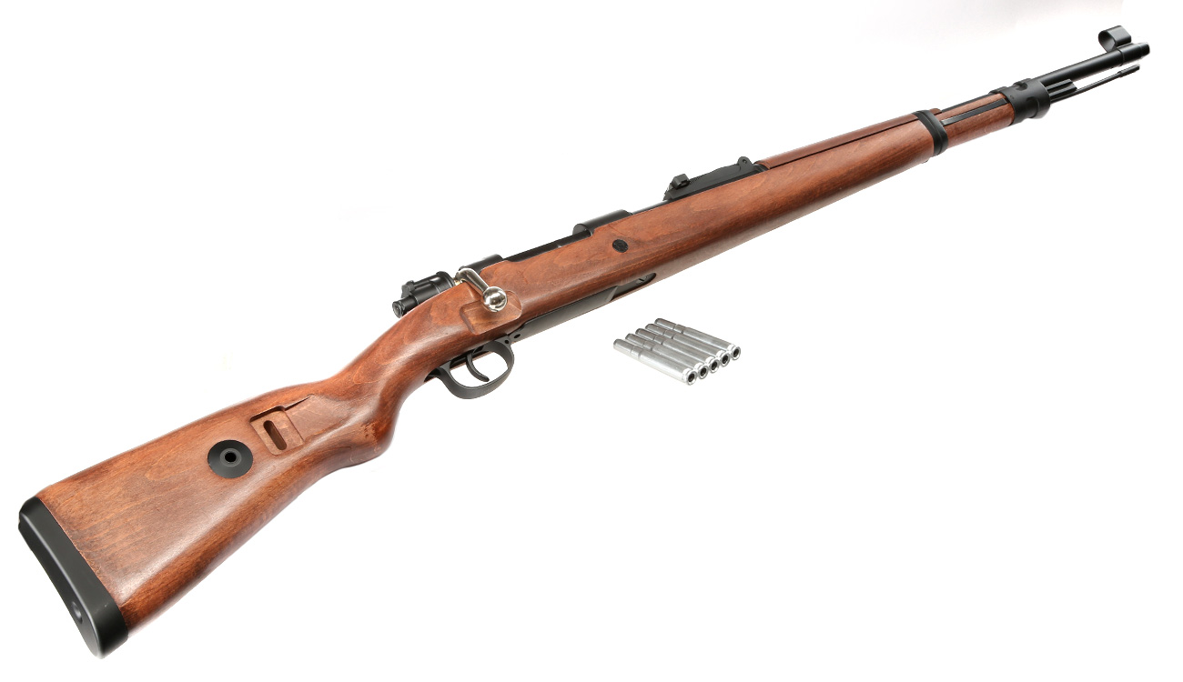Double Bell Airsoft Karabiner 98K Bolt-Action Springer Gewehr mit Hlsenauswurf 6mm BB Echtholz-Version Bild 5