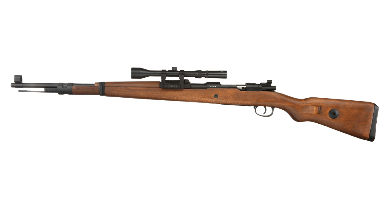 Double Bell Airsoft Karabiner 98K Bolt-Action Springer Gewehr mit Hlsenauswurf inkl. 3-7x28 ZF 6mm BB Echtholz-Version Bild 1