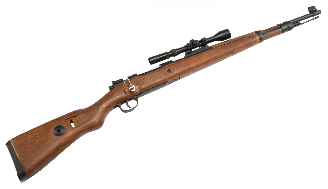 Double Bell Airsoft Karabiner 98K Bolt-Action Springer Gewehr mit Hlsenauswurf inkl. 3-7x28 ZF 6mm BB Echtholz-Version Bild 4