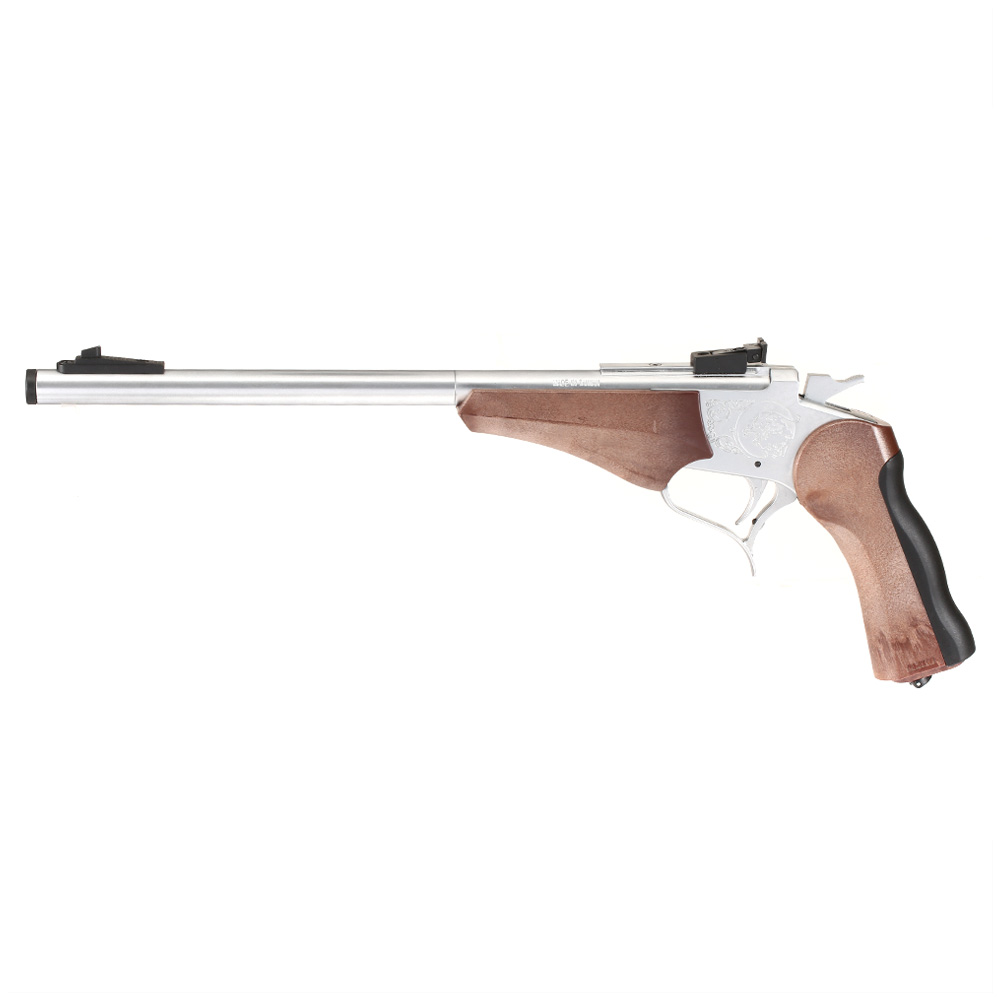 Haw San Contender G2 Pistole Vollmetall CO2 6mm BB silber / Holzoptik - Long-Version Bild 1