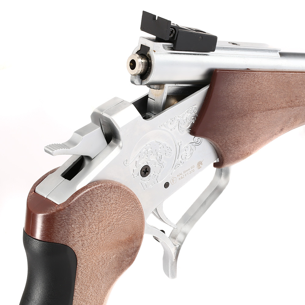Haw San Contender G2 Pistole Vollmetall CO2 6mm BB silber / Holzoptik - Long-Version Bild 4
