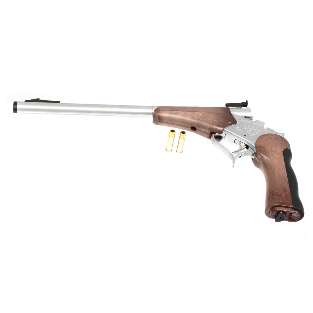 Haw San Contender G2 Pistole Vollmetall CO2 6mm BB silber / Holzoptik - Long-Version Bild 5