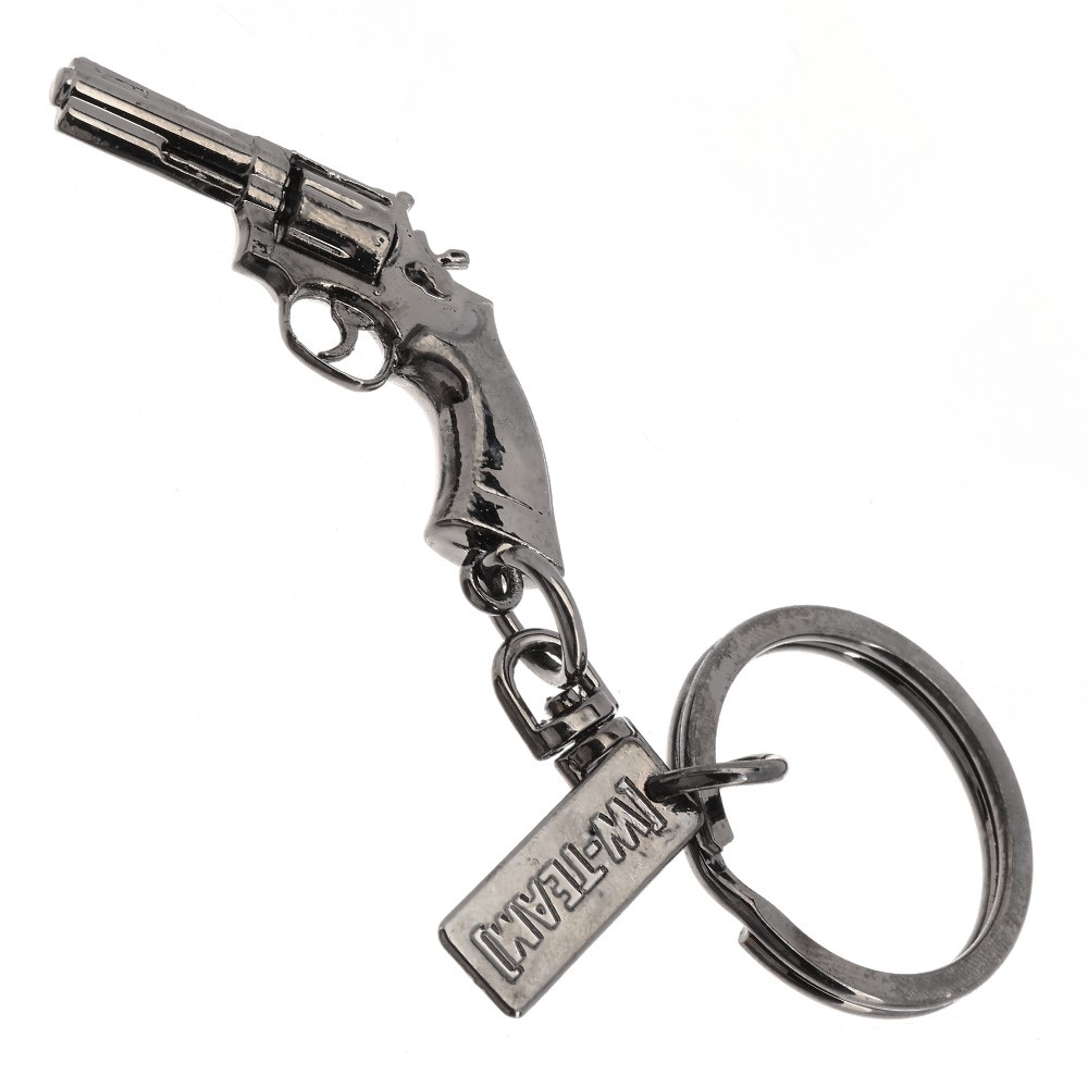 Schlüsselring mit Revolver Schlüsselanhänger Black-Chrome Finish