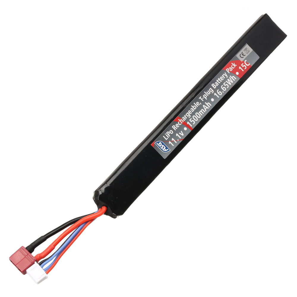 ASG LiPo Akku 11,1V 1500mAh 15C Stick-Type m. T-Stecker Anschluss Bild 1