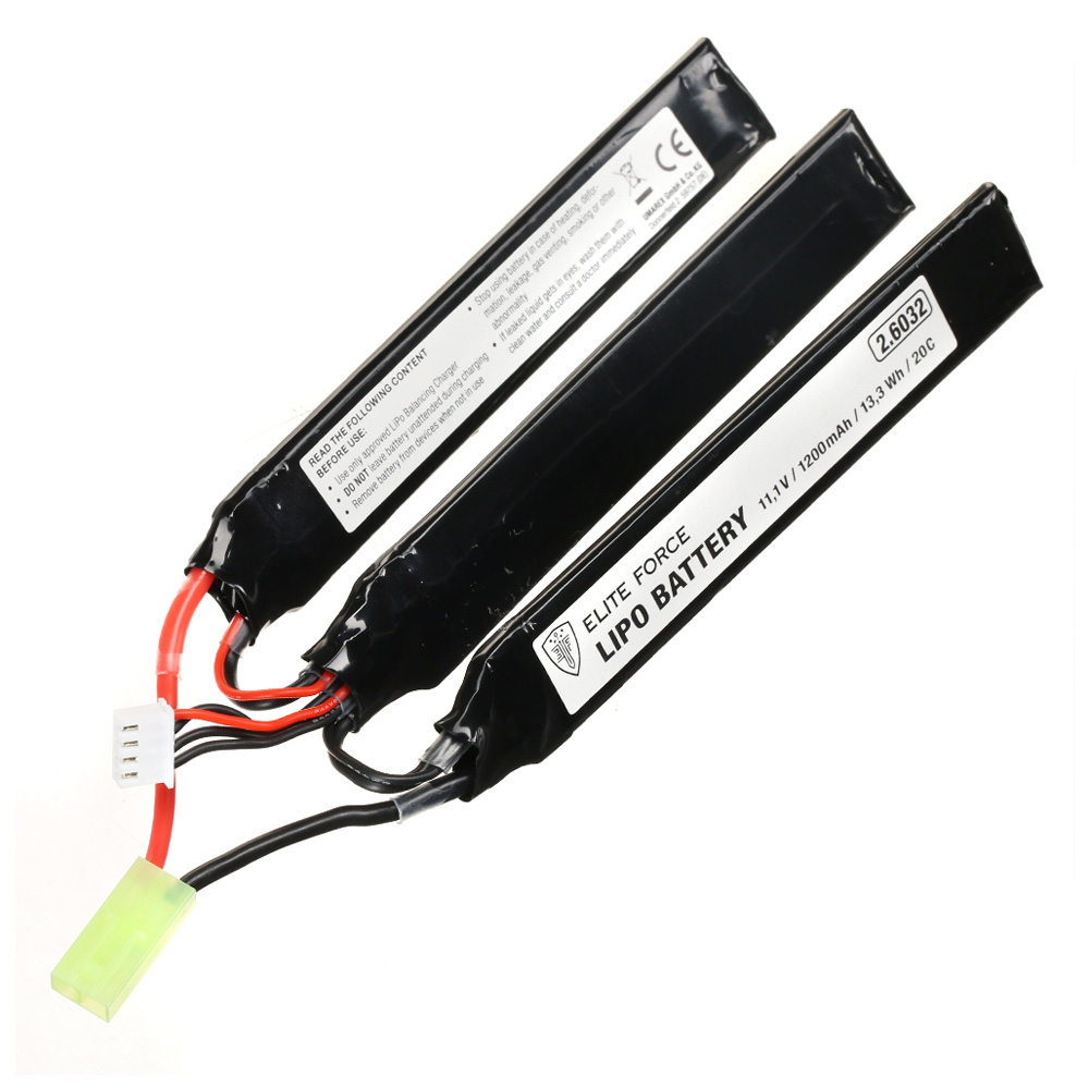 Elite Force Airsoft LiPo Akku 11,1V 1200mAh 20C Tri-Panel Type m. Mini-Tam Anschluss Bild 2