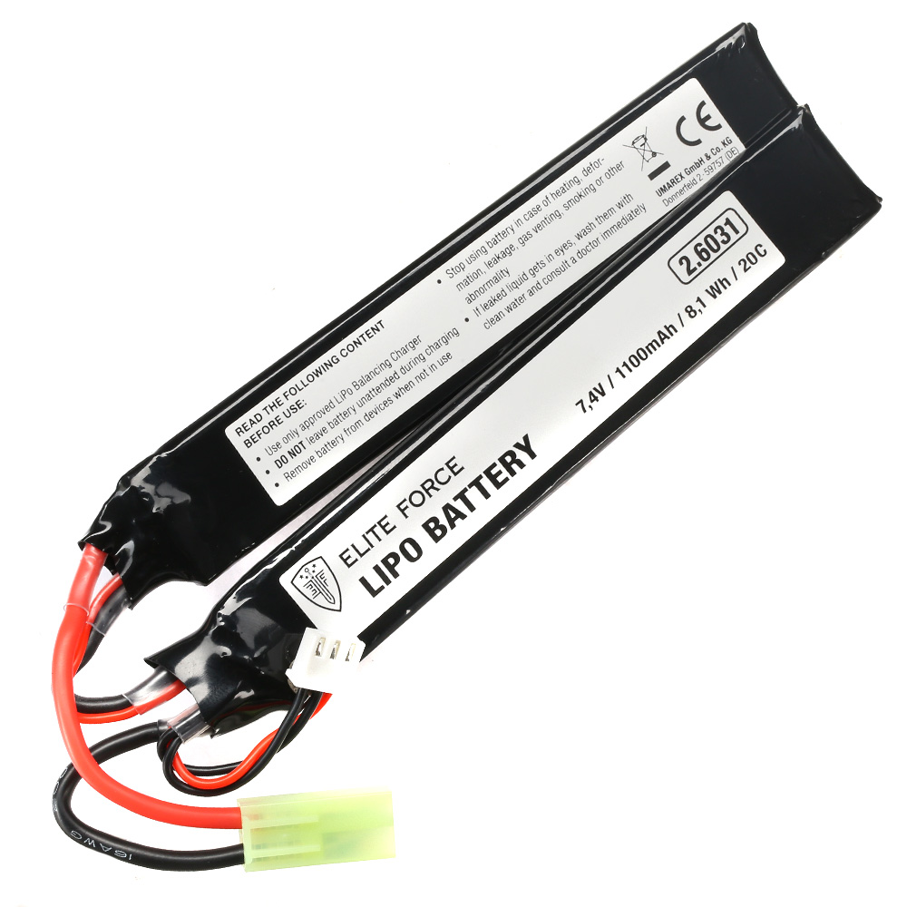 Elite Force LiPo Akku 7,4V 1100mAh 20C Two-Panel Type m. Mini-Tam Anschluss Bild 1