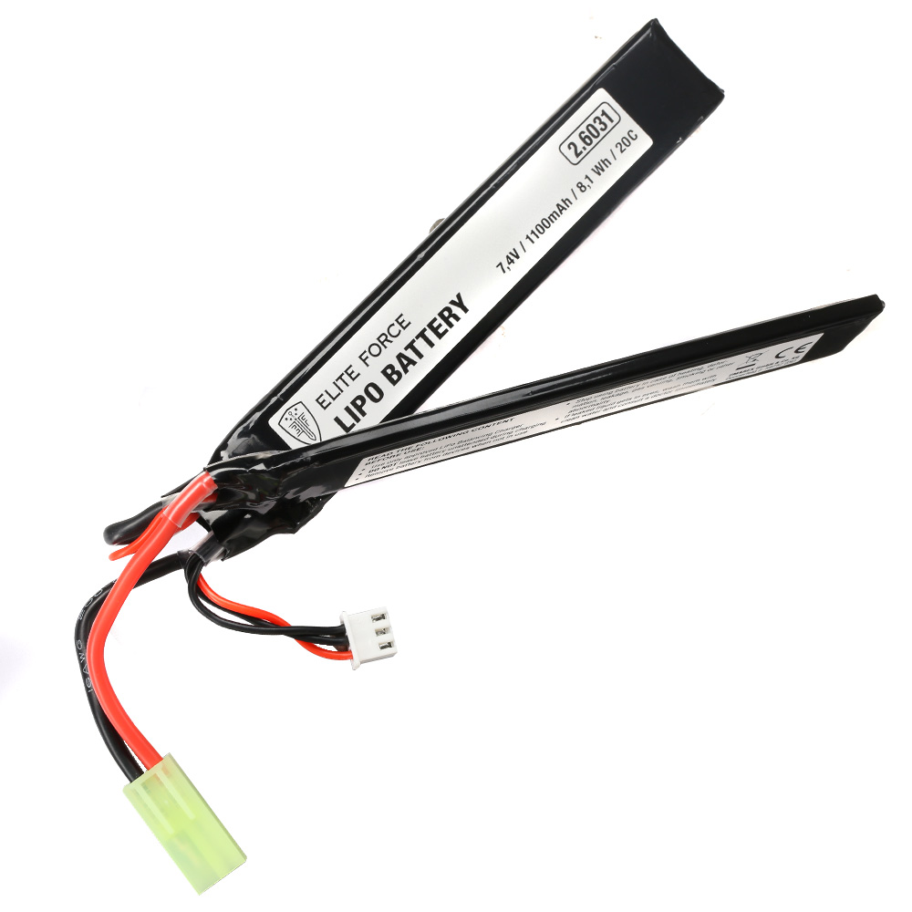 Elite Force LiPo Akku 7,4V 1100mAh 20C Two-Panel Type m. Mini-Tam Anschluss Bild 2