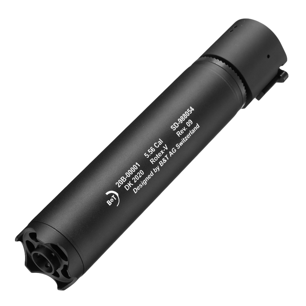 ASG B&T Rotex-V 197mm Aluminium Silencer mit Stahl Flash-Hider 14mm- schwarz