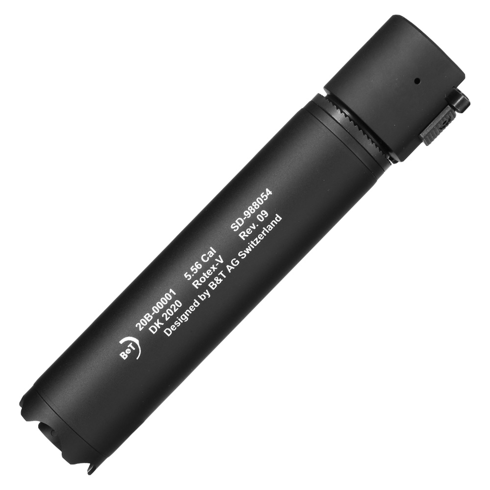 ASG B&T Rotex-V 197mm Aluminium Silencer mit Stahl Flash-Hider 14mm- schwarz Bild 1
