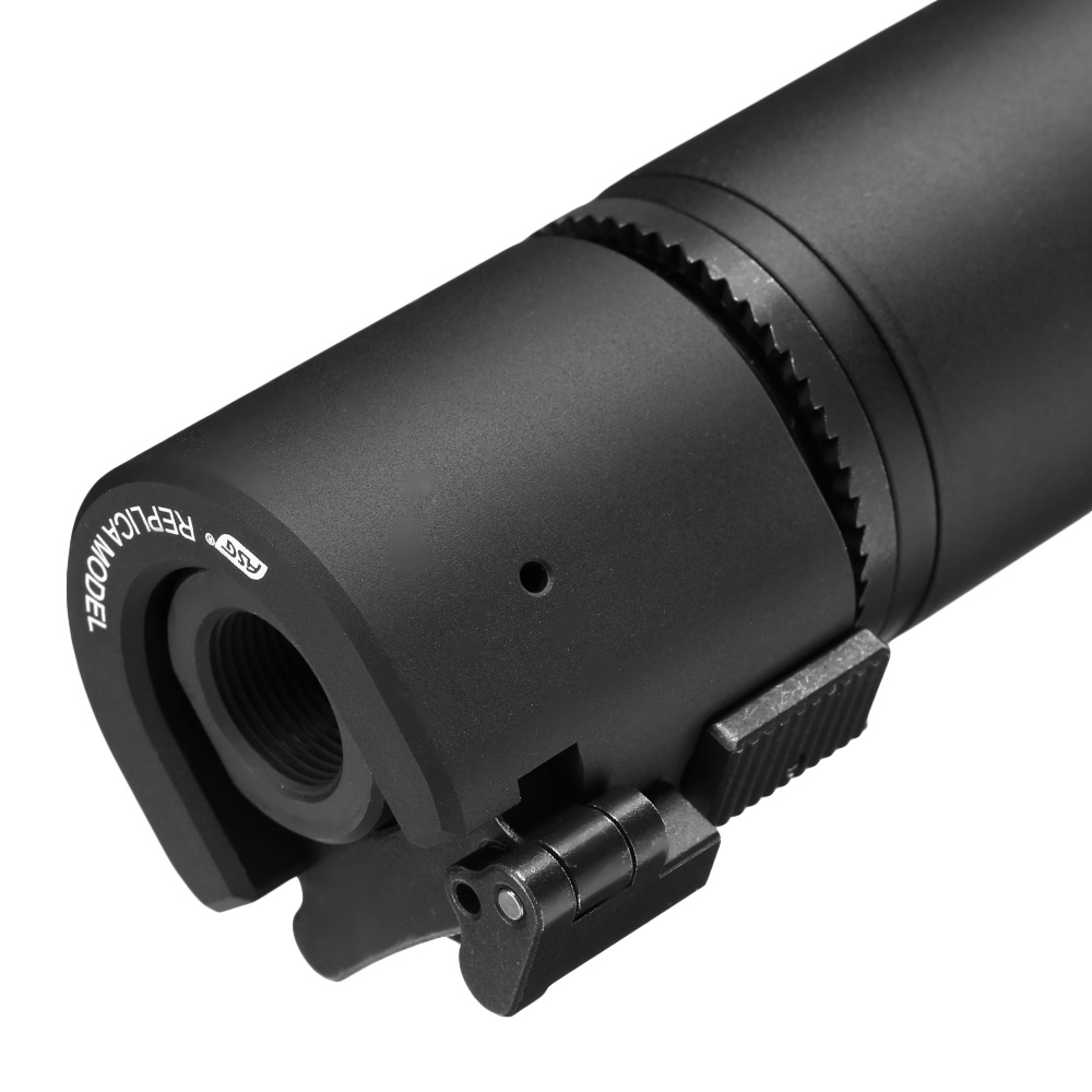 ASG B&T Rotex-V 197mm Aluminium Silencer mit Stahl Flash-Hider 14mm- schwarz Bild 5