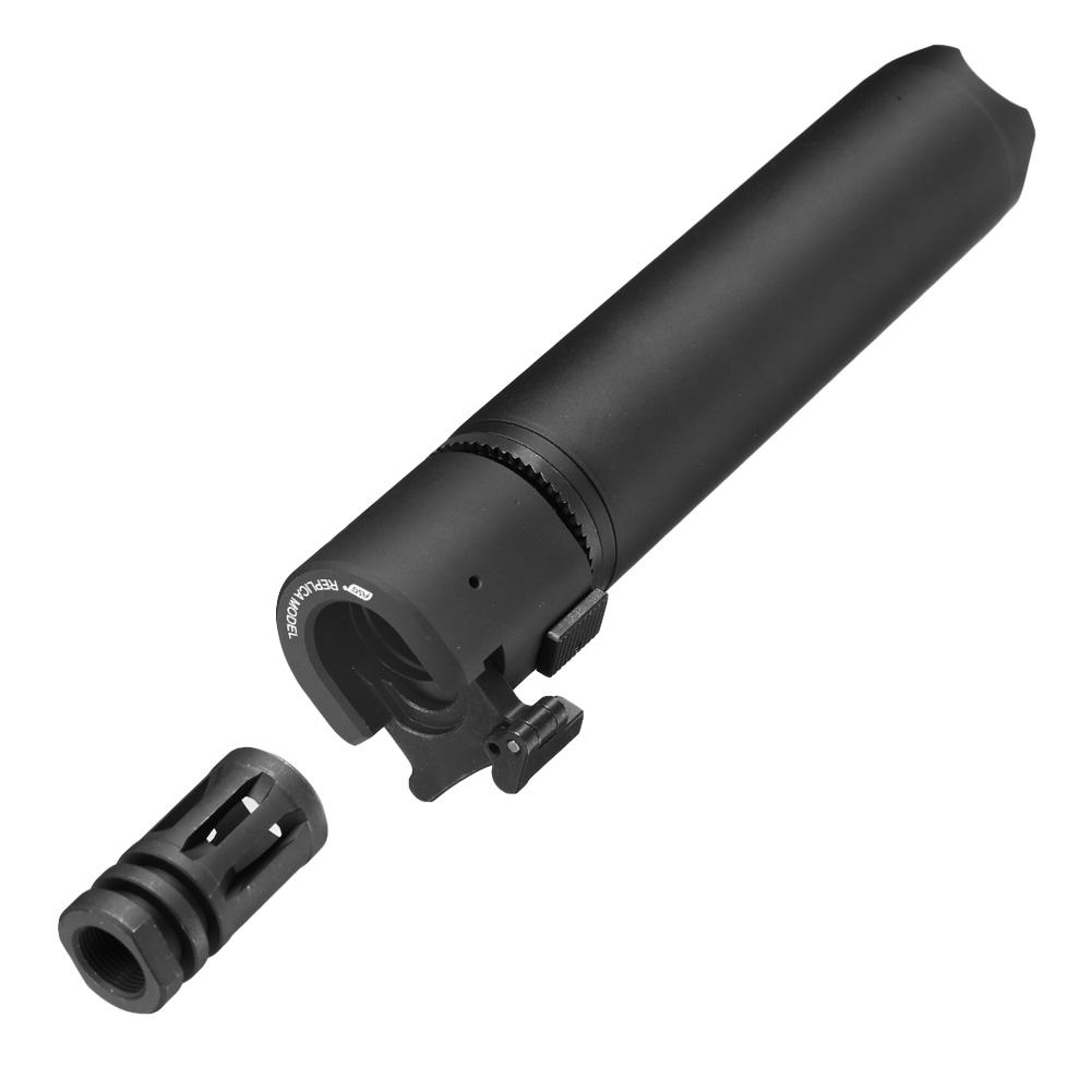 ASG B&T Rotex-V 197mm Aluminium Silencer mit Stahl Flash-Hider 14mm- schwarz Bild 6