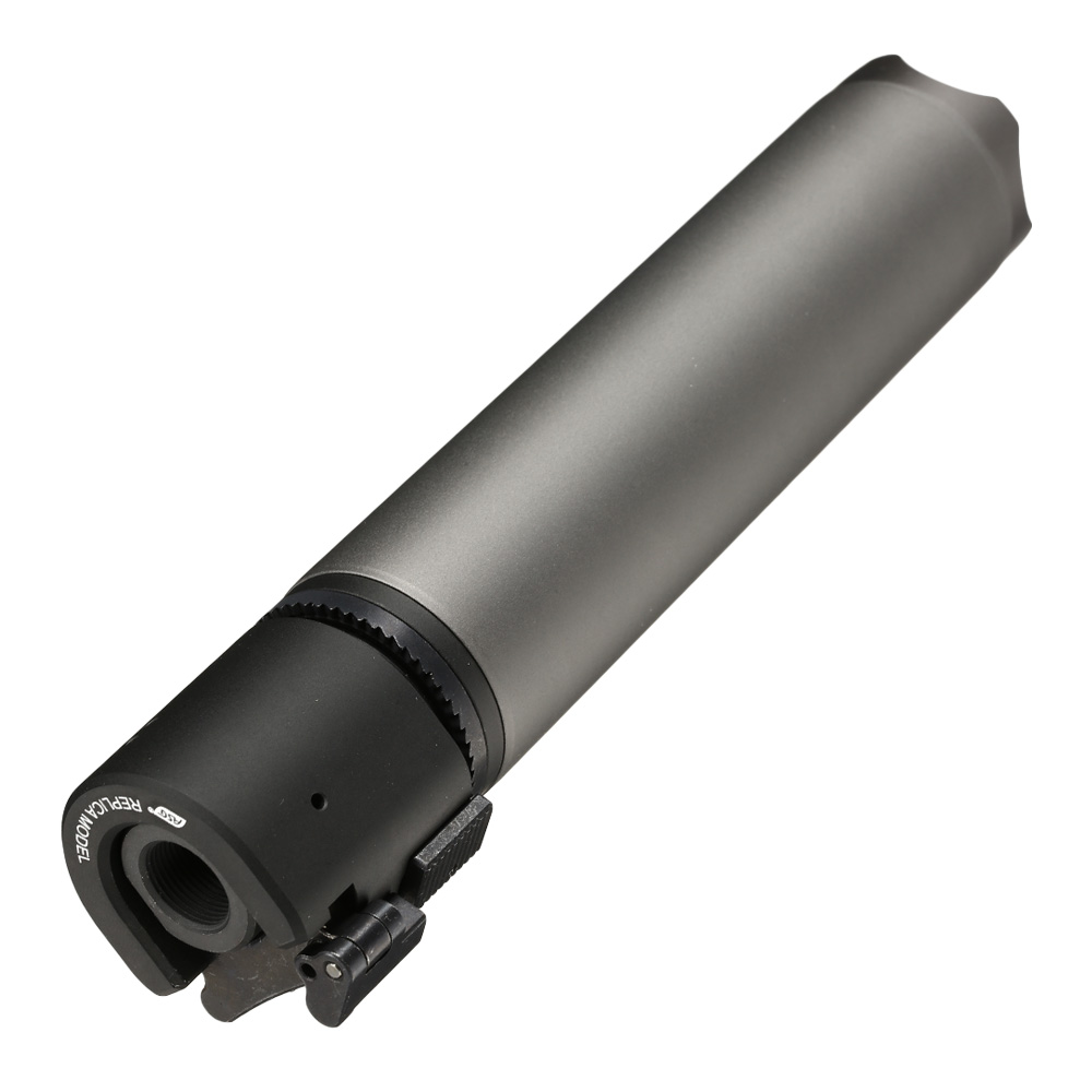 ASG B&T Rotex-V 197mm Aluminium Silencer mit Stahl Flash-Hider 14mm- grau Bild 3