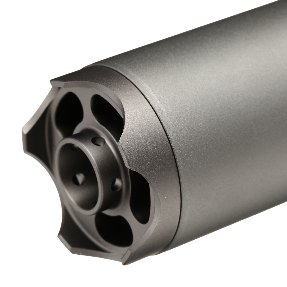 ASG B&T Rotex-V 197mm Aluminium Silencer mit Stahl Flash-Hider 14mm- grau Bild 4