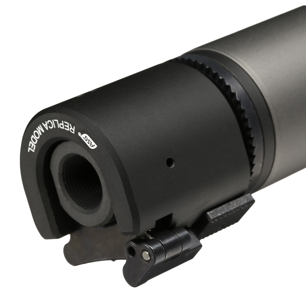 ASG B&T Rotex-V 197mm Aluminium Silencer mit Stahl Flash-Hider 14mm- grau Bild 5