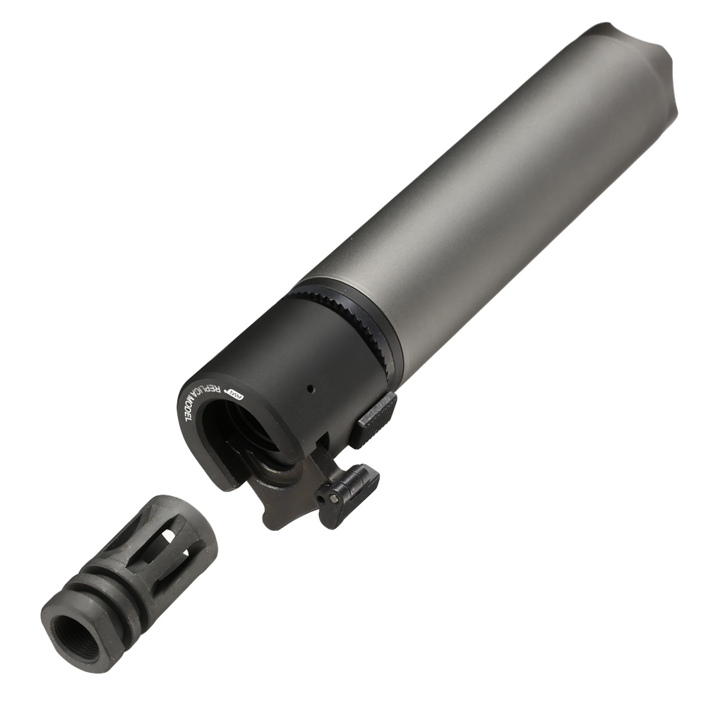 ASG B&T Rotex-V 197mm Aluminium Silencer mit Stahl Flash-Hider 14mm- grau Bild 6